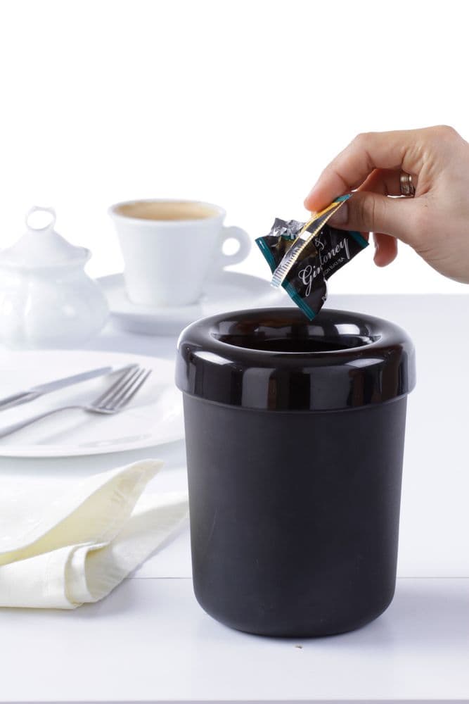 Asztali szemetes vagy evőeszköztartó - Fekete - ⌀130x(H)160mm - 2