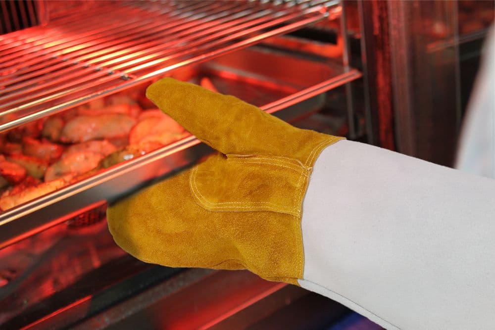 Hőálló bőr barbecue kesztyű - 2 db - 2 db. - (L)460mm - 2