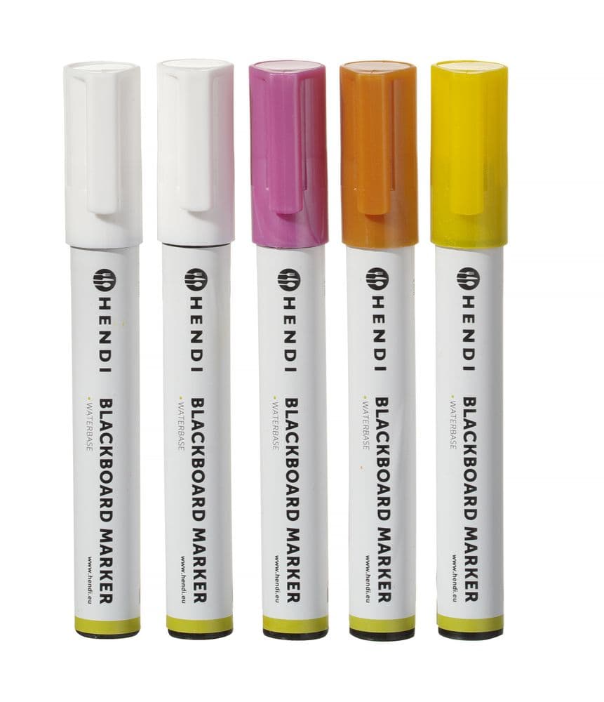 Tábla filctollak 6 mm - 2 fehér - 1 rózsaszín - 1 sárga és 1 bronz filctoll - 5 db - 3