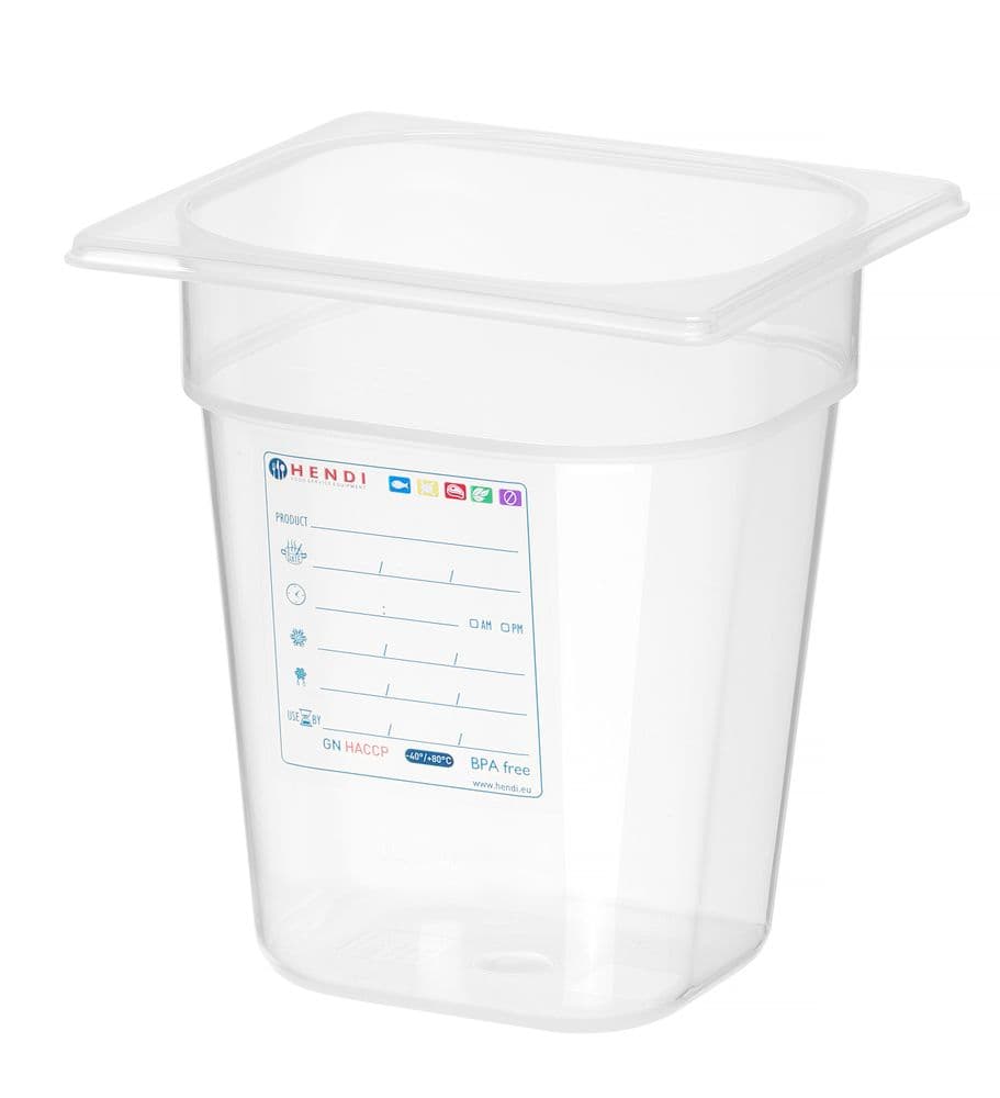 GN edény 1/6 - GN 1/6 - 3,4L - Átlátszó - 176x162x(H)200mm - 2