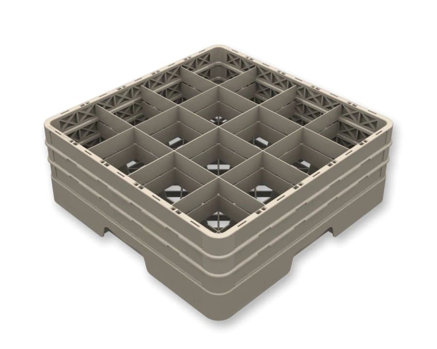 Closed Flap Rack 16-compartment rack full size polypropylene in beige with four extenders