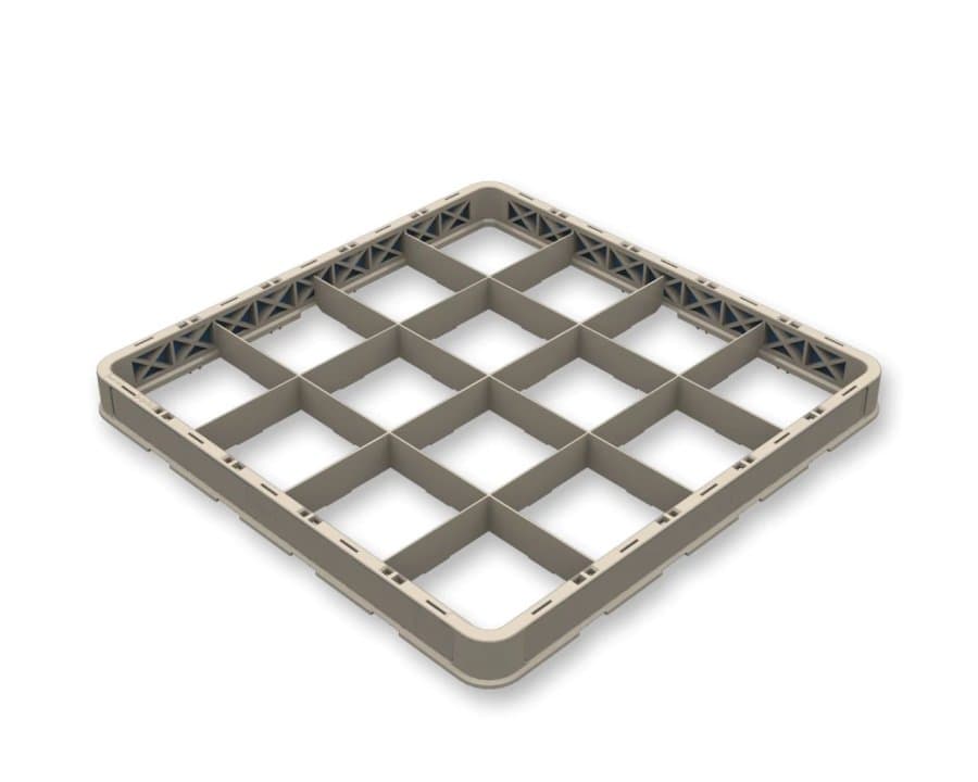 16-compartment rack extender full size polypropylene in beige with flaps for Closed Flap Rack 16-compartment rack