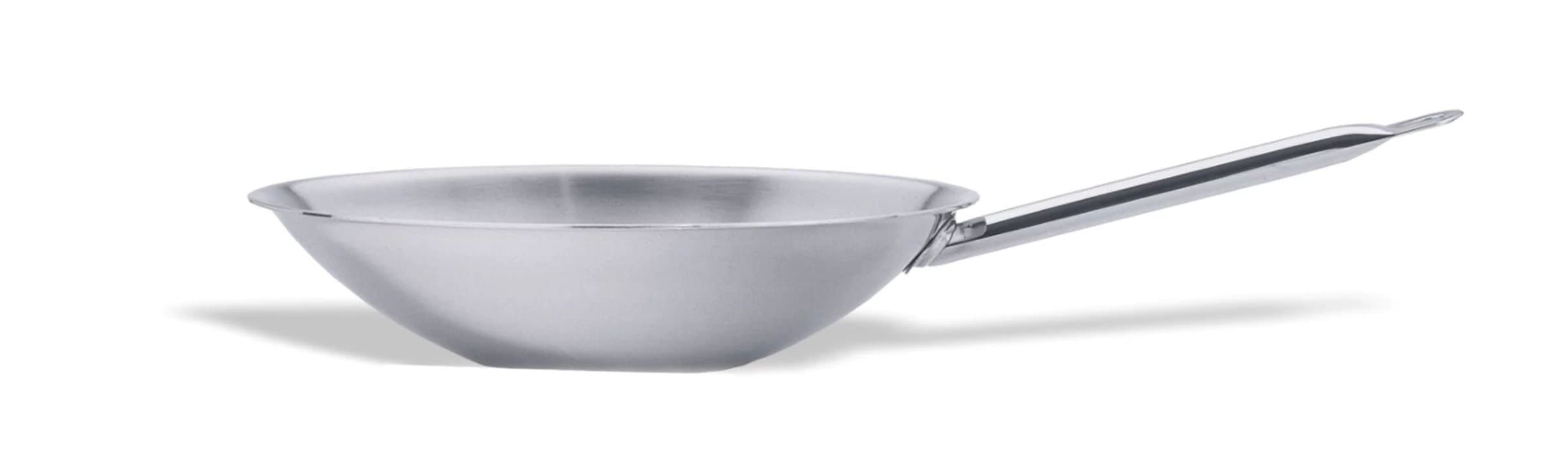 Flat-bottom wok 36 cm stainless steel induction-ready
