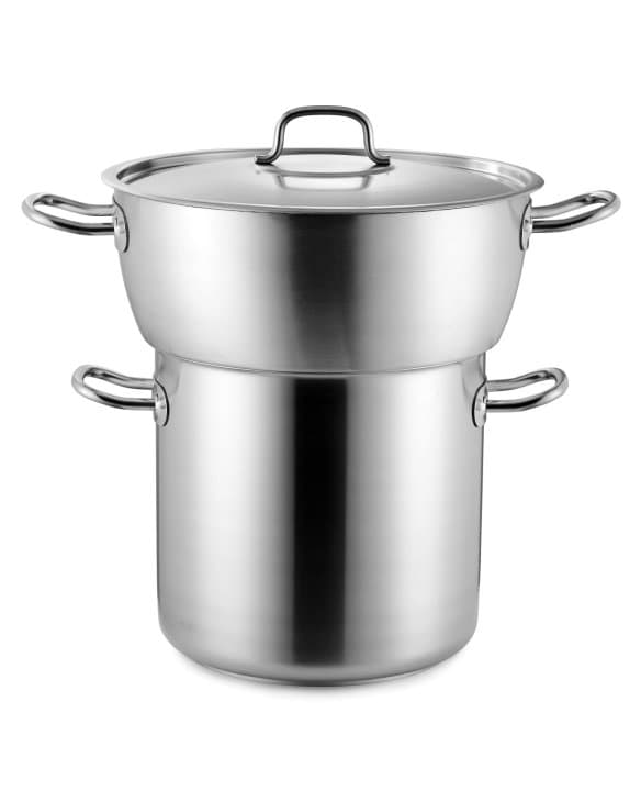 Inox-Pro conical couscous set with 40 cm diameter bottom pot. 50 cm diameter upper pot and lid