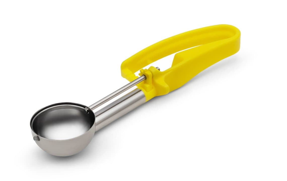 1 ⅘-ounce extended-length disher with yellow squeeze handle