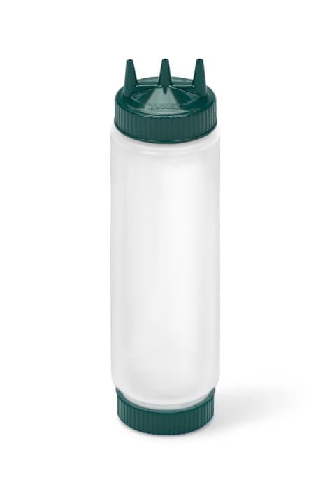 24-ounce Traex® FIFO clear squeeze dispenser with green Tri Tip™ and green base cap