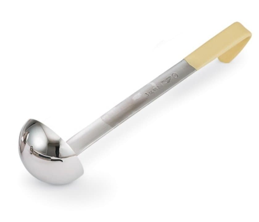 3-ounce one-piece heavy-duty stainless steel ladle with ivory Kool-Touch® handle