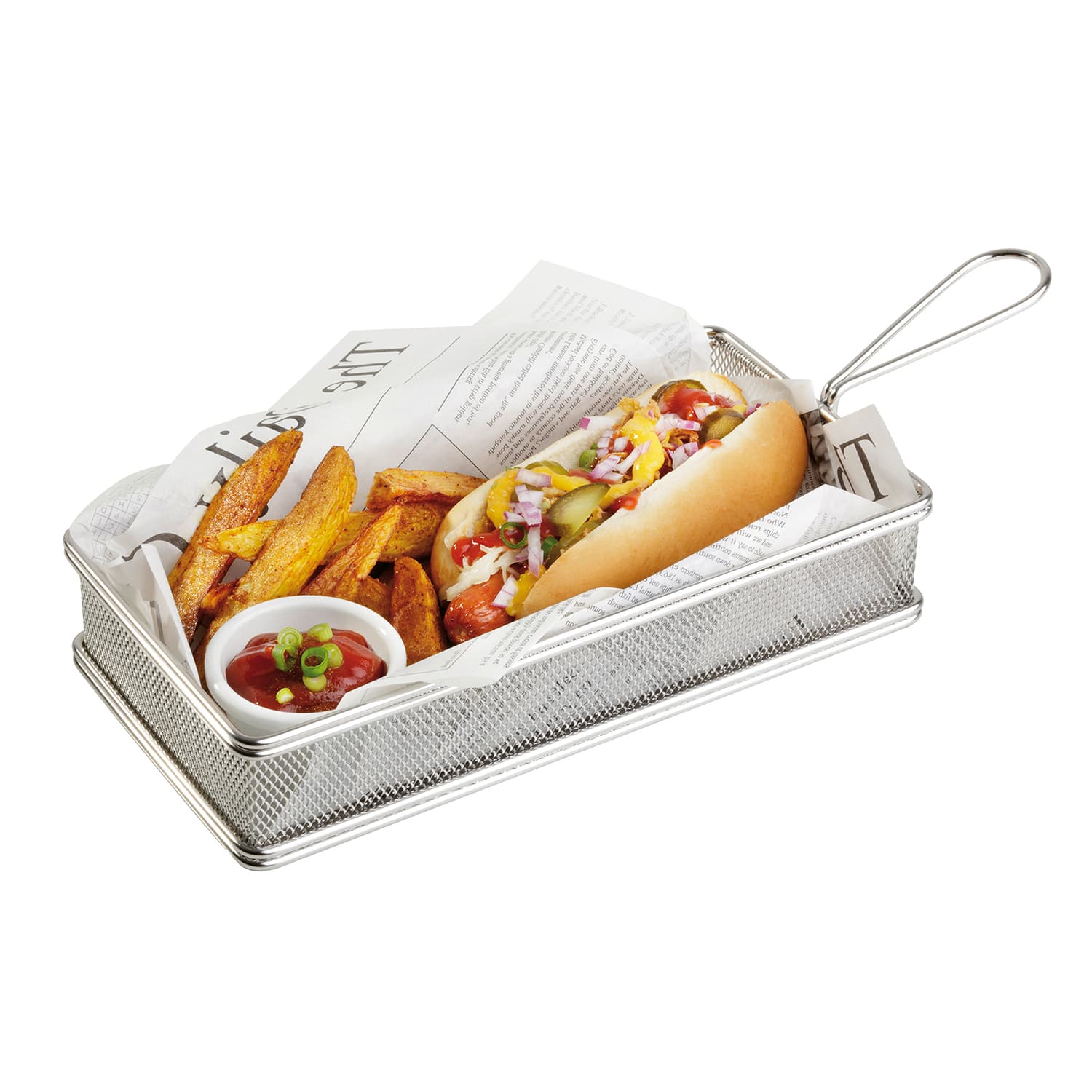 Rozsdamentes acél fry baskets 26 x 13 cm, m: 4,5 cm