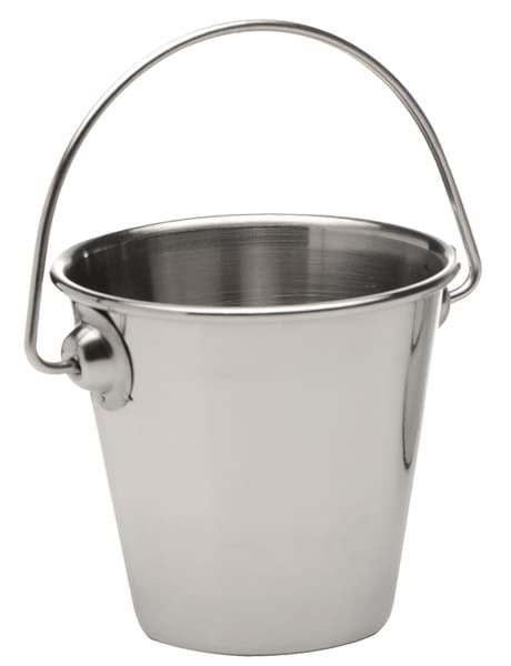 4 mini rozsdamentes acél vödör top átm. 7 cm, m: 6,5 cm