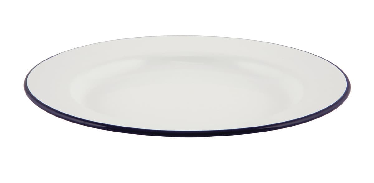 Zománcozott tányér kék perem 20 cm