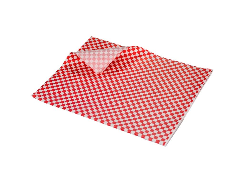 Zsírálló papír gingham 500db, piros, 25 x 20 cm
