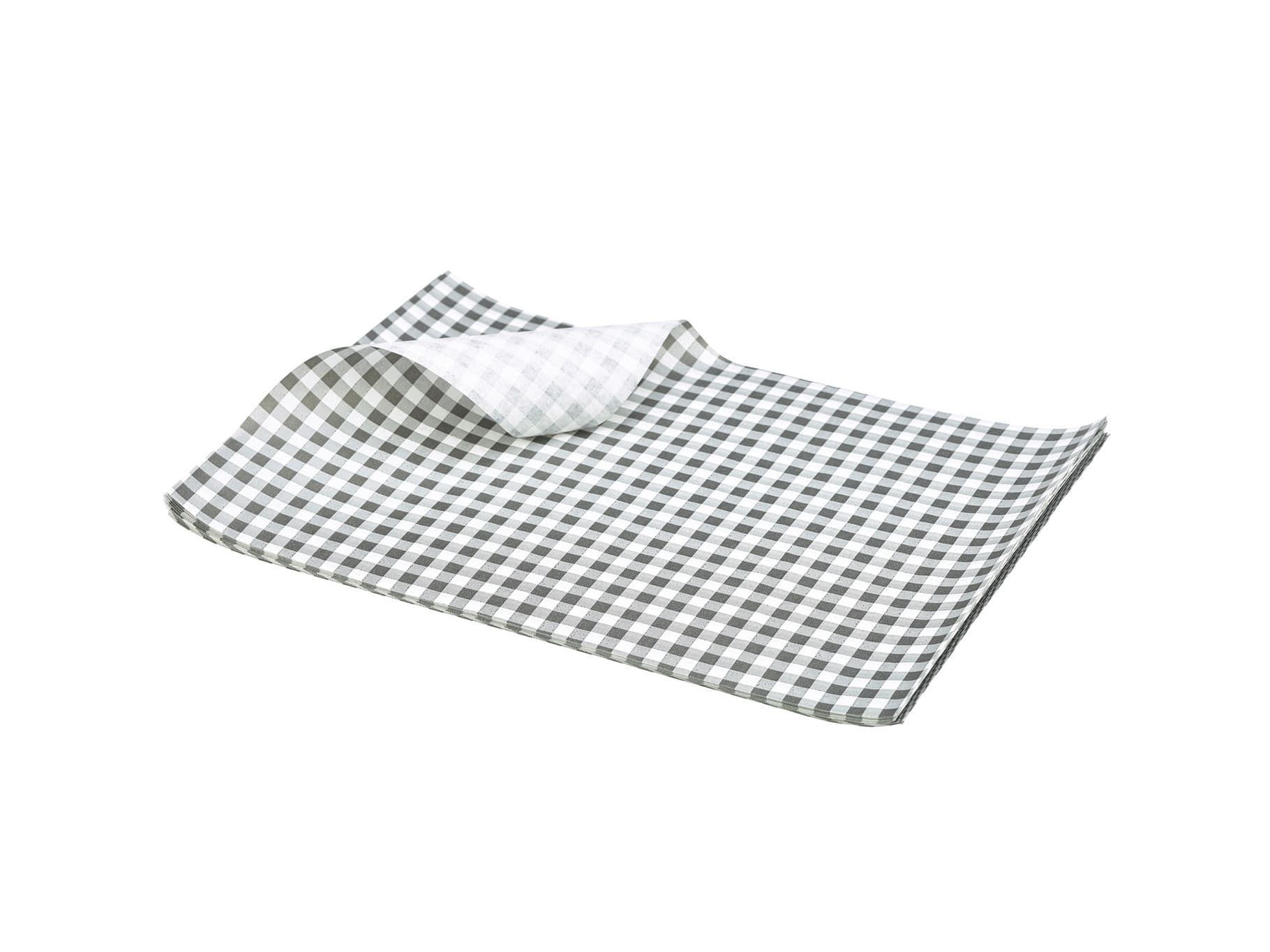 Zsírálló papír gingham 500db, fekete, 25 x 20 cm