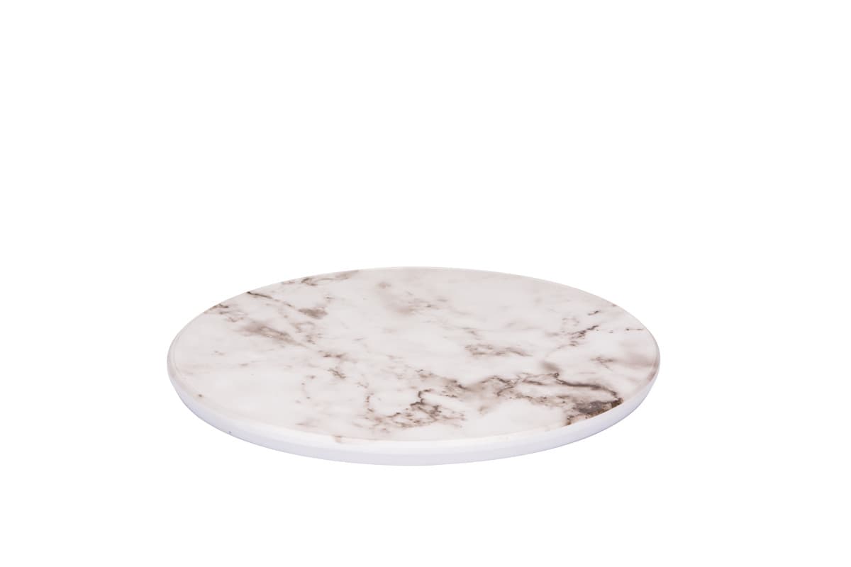 Marble kerek tálalólap, fehér, 28 cm