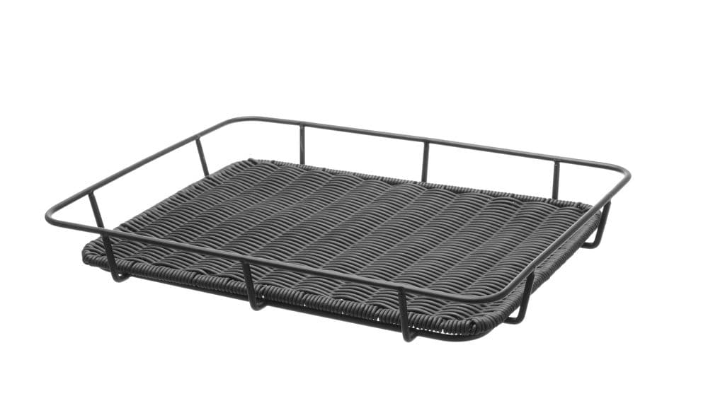 Süteményes kosár rozsdamentes acél peremmel - Fekete - 400x300x(H)50mm