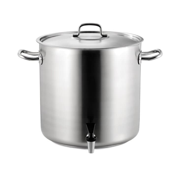 Inox-Pro stockpot 45 cm stainless steel induction-ready in satin finish with faucet and lid