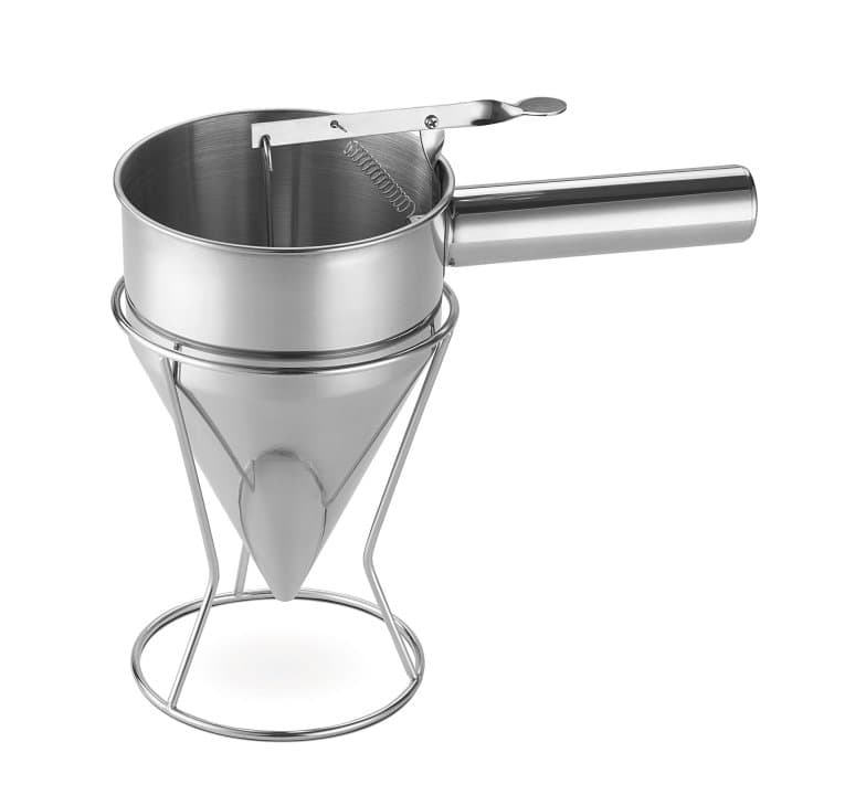 Basic confectionery funnel 1 liter 4 mm opening with stand and 6 mm interchangeable nozzle
