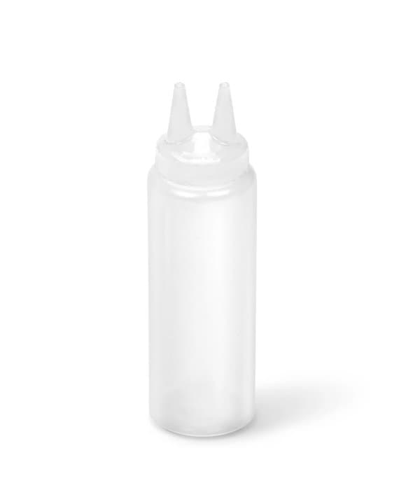 8-ounce Traex® Color-Mate Twin Tip™ clear squeeze dispenser with clear top