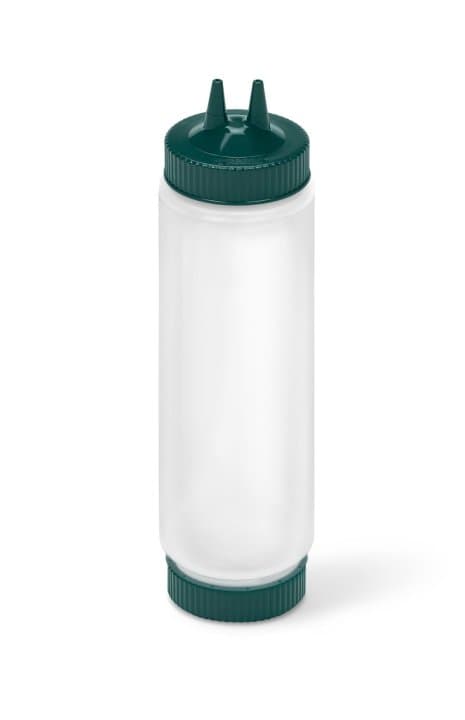 24-ounce Traex® FIFO clear squeeze dispenser with green Twin Tip™ and green base cap