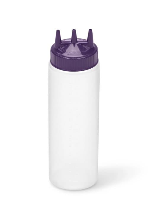 24-ounce Traex® Color-Mate Tri Tip™ wide-mouth clear squeeze dispenser with purple top