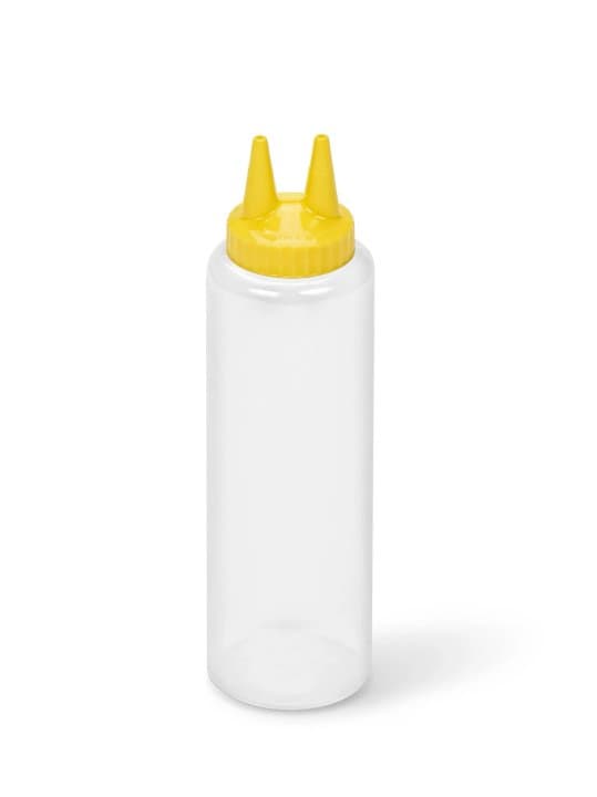 12-ounce Traex® Color-Mate Twin Tip™ clear squeeze dispenser with yellow top
