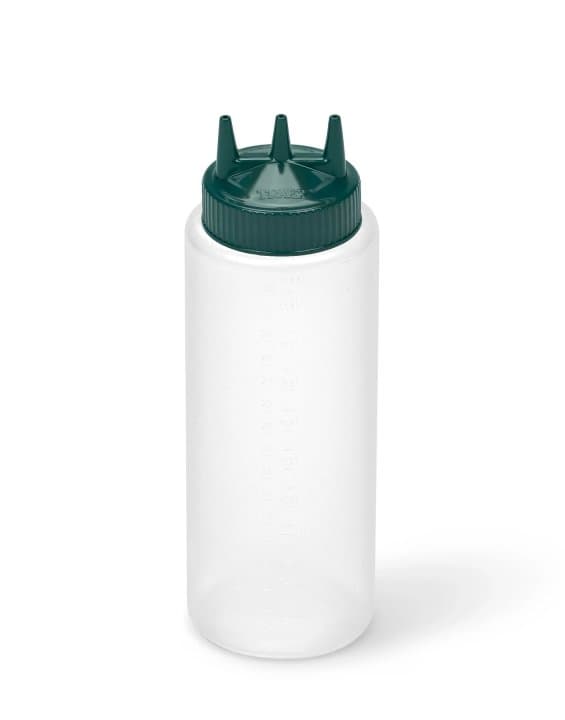 32-ounce Traex® Color-Mate Tri Tip™ wide-mouth clear squeeze dispenser with vista green top
