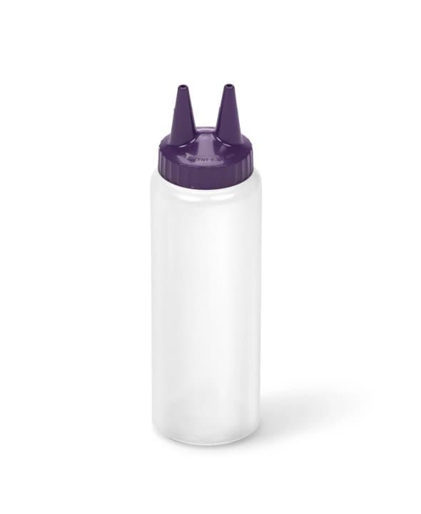 8-ounce Traex® Color-Mate Twin Tip™ clear squeeze dispenser with purple top