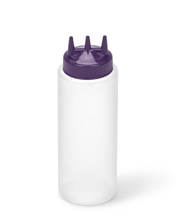 32-ounce Traex® Color-Mate Tri Tip™ wide-mouth clear squeeze dispenser with purple top