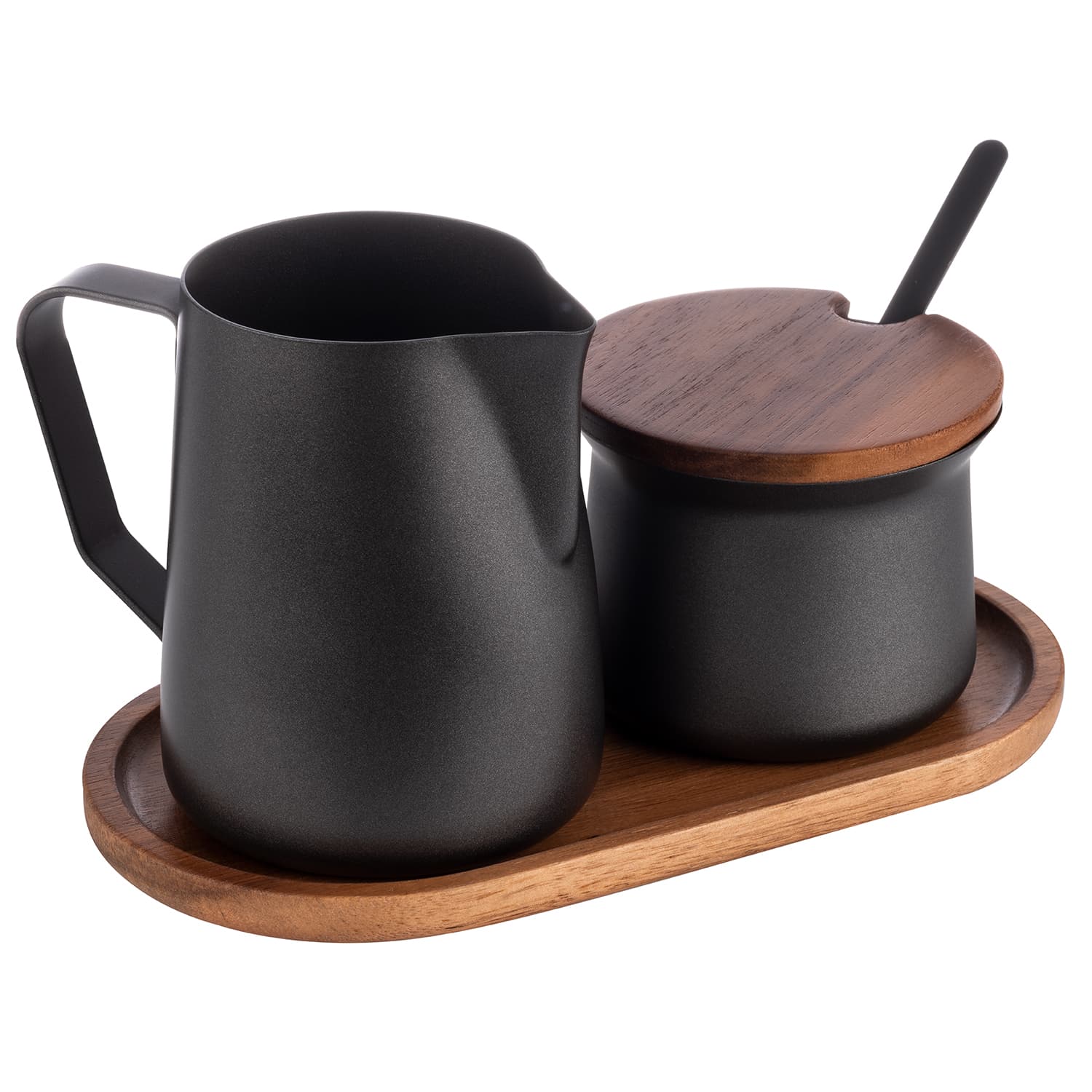 Miluro tejes és sugar szett acacia wood, stainless steel