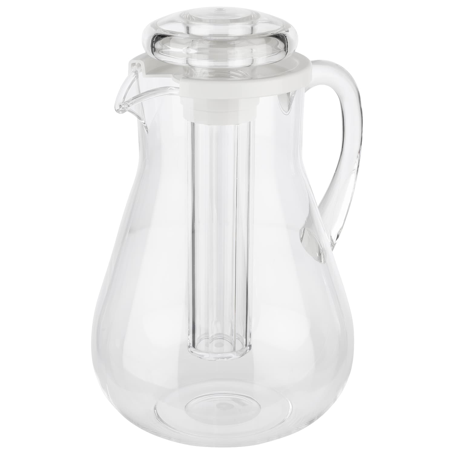 Juice pitcher with crashed ice tube