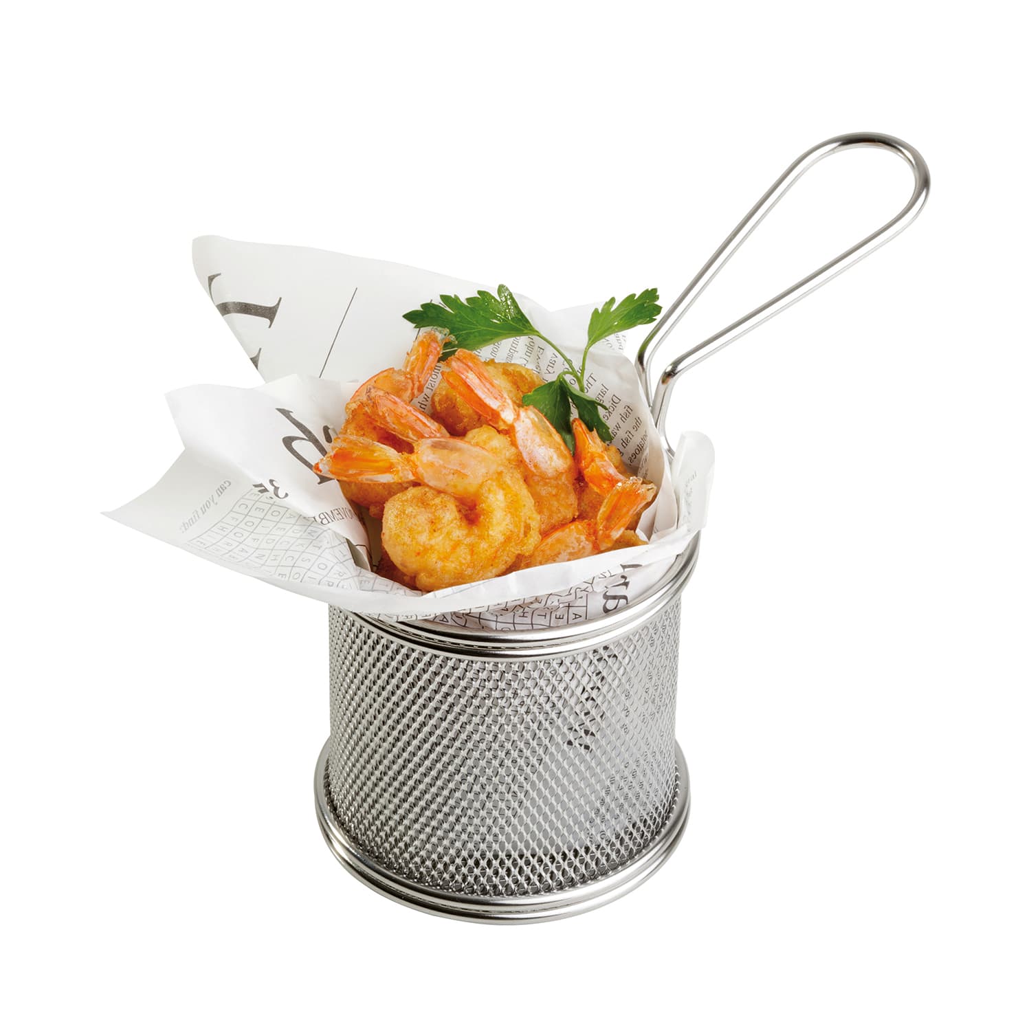 Rozsdamentes acél fry baskets átm. 9 cm, m: 9,5 cm, grip 9 cm