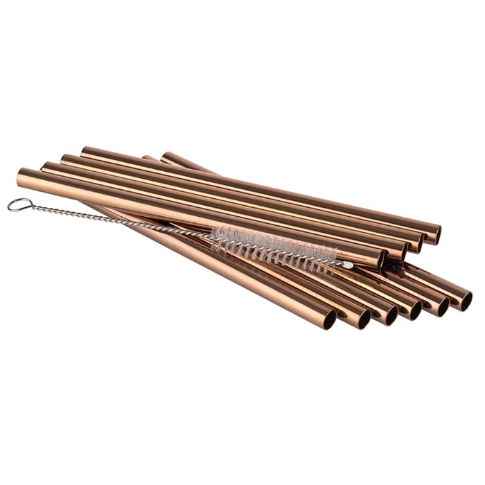 Straws, 11 db. szett rézszín átm. 8 mm, length: 15 cm