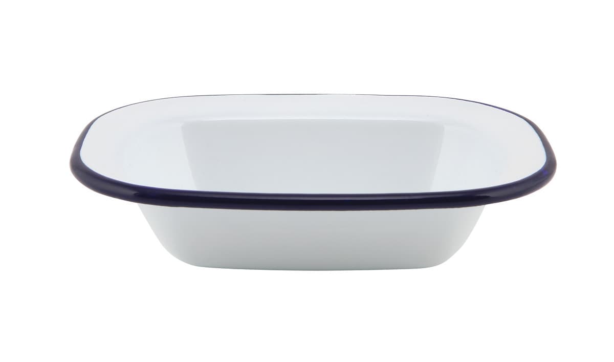 Zománcozott baking tálka kék perem 16 cm