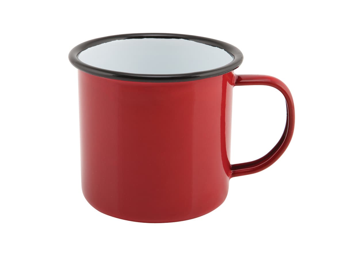 Enamel bögre, piros, Ø 9 cm, 360 ml