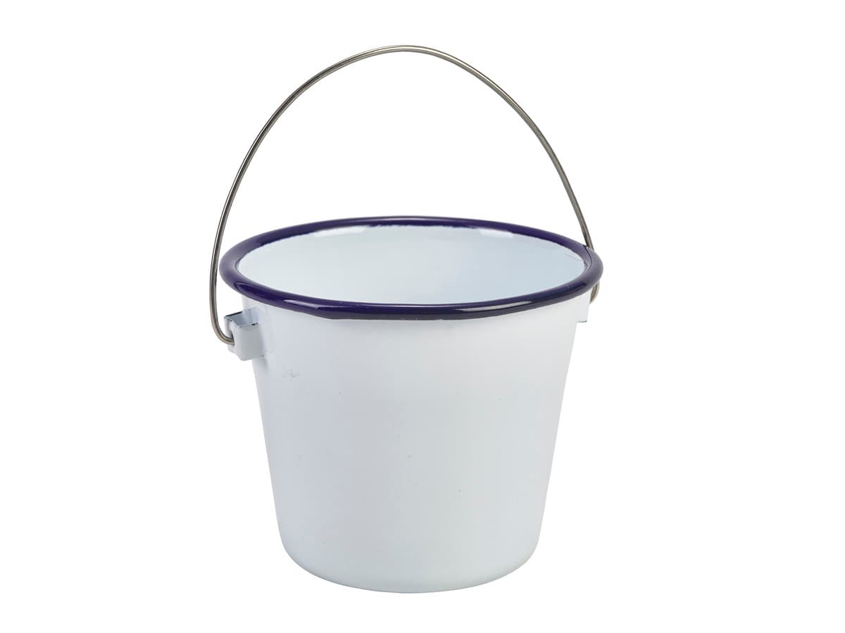 Zománcozott büfé vödör w/kék perem 10 cm