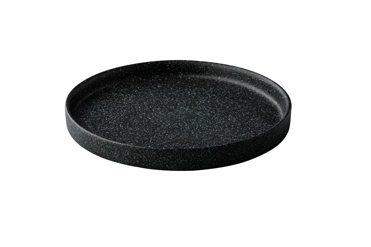 Tányér magasított peremmel fekete kék spots 22cm