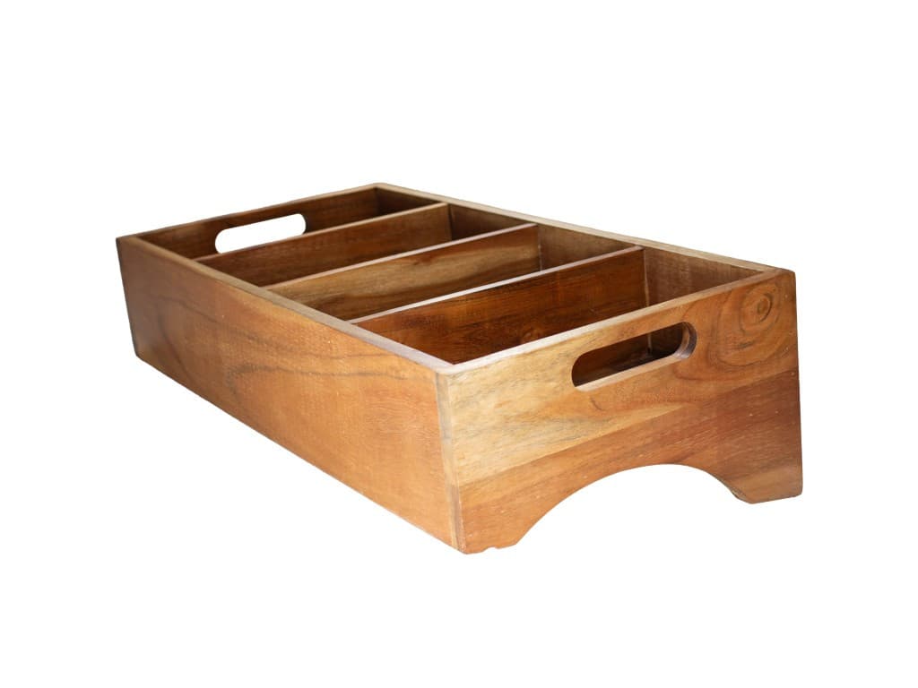 Evőeszköz tálca 4 compartments mangófa 57 x 28 x 15 cm