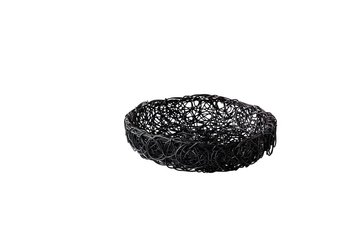 Drót kosár, fekete, Ø 16 x 5 cm