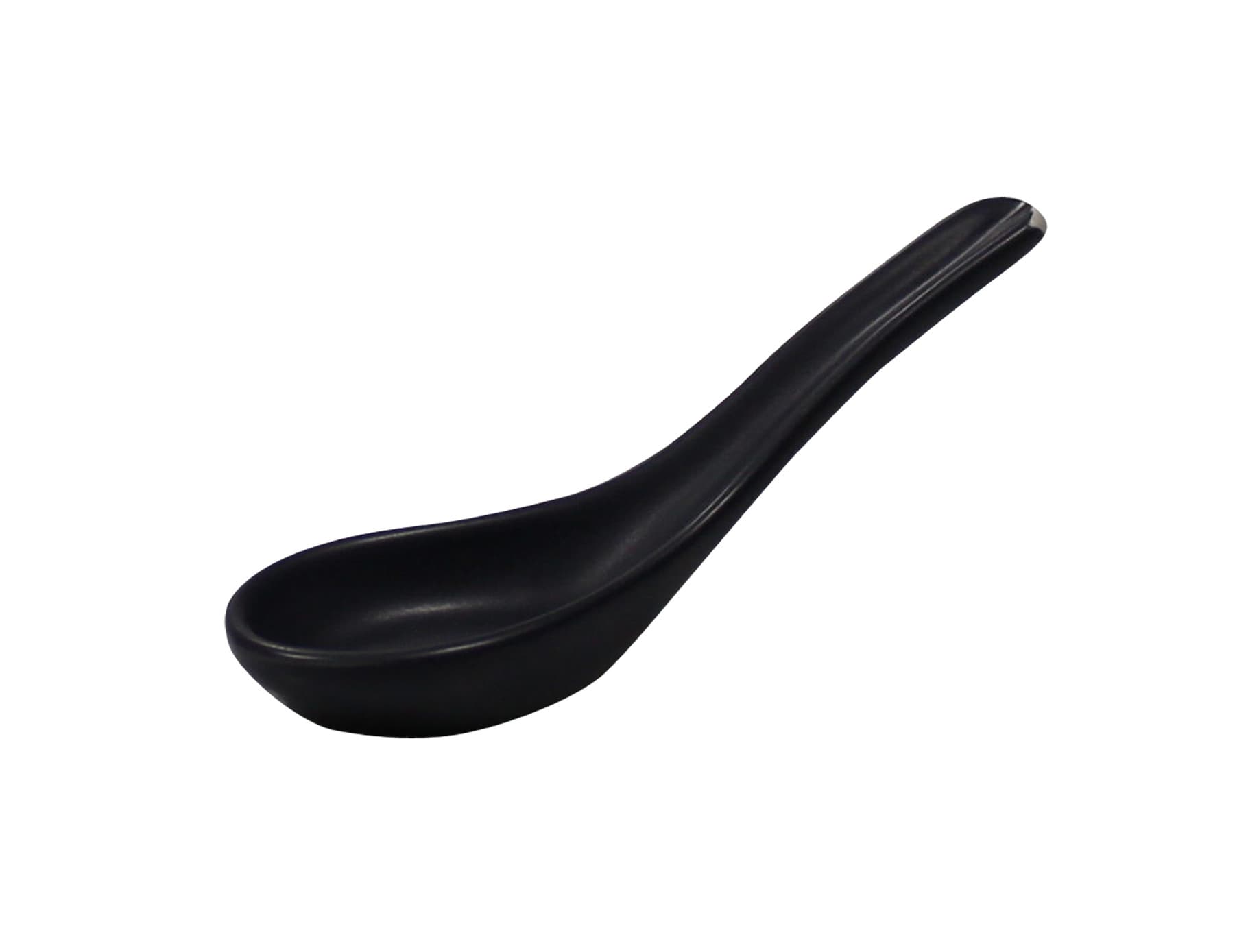 Fekete porcelán kínai kanál / tálalókanál, 13,5 cm