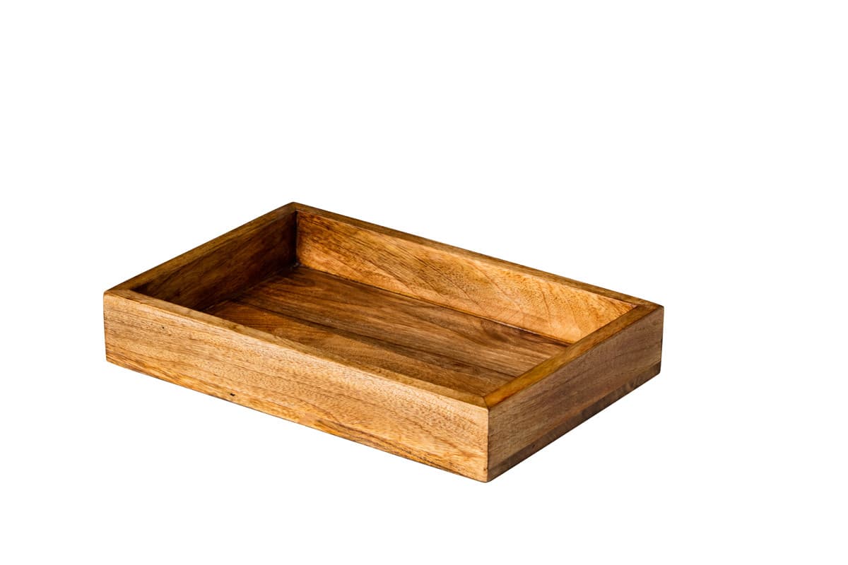 Szögletes tálaló mangófa tányér, 30 x 20 x 5 cm