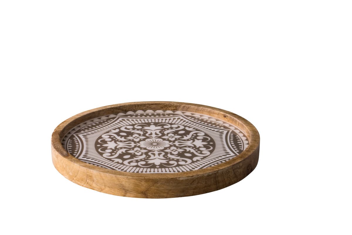 Tányér Marrakech mangófa, szürke, 25 cm