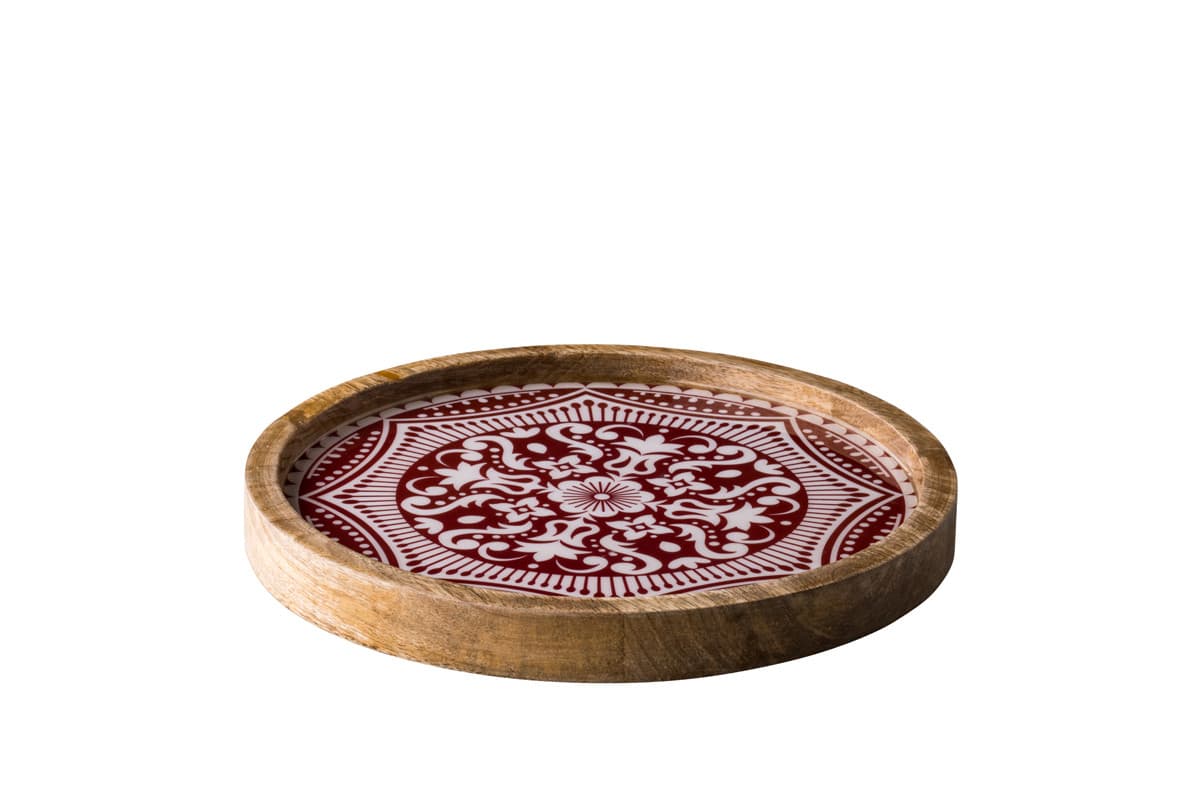 Tányér Marrakech mangófa, piros, 25 cm