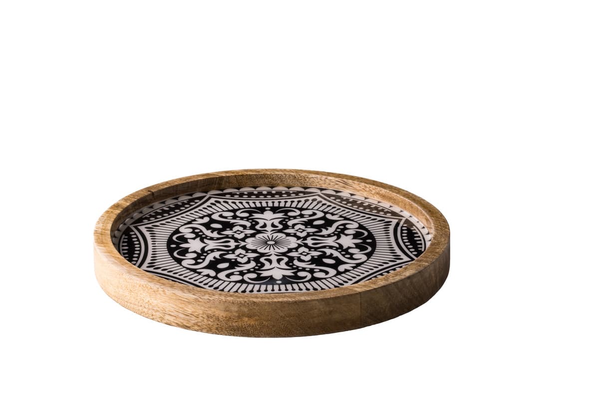 Tányér Marrakech mangófa, fekete, 25 cm