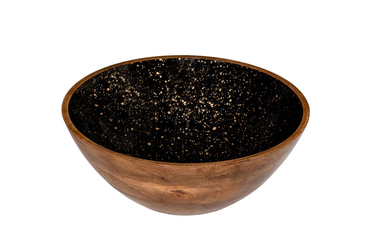 Mangófa tál, fekete, arany, Ø 30 cm