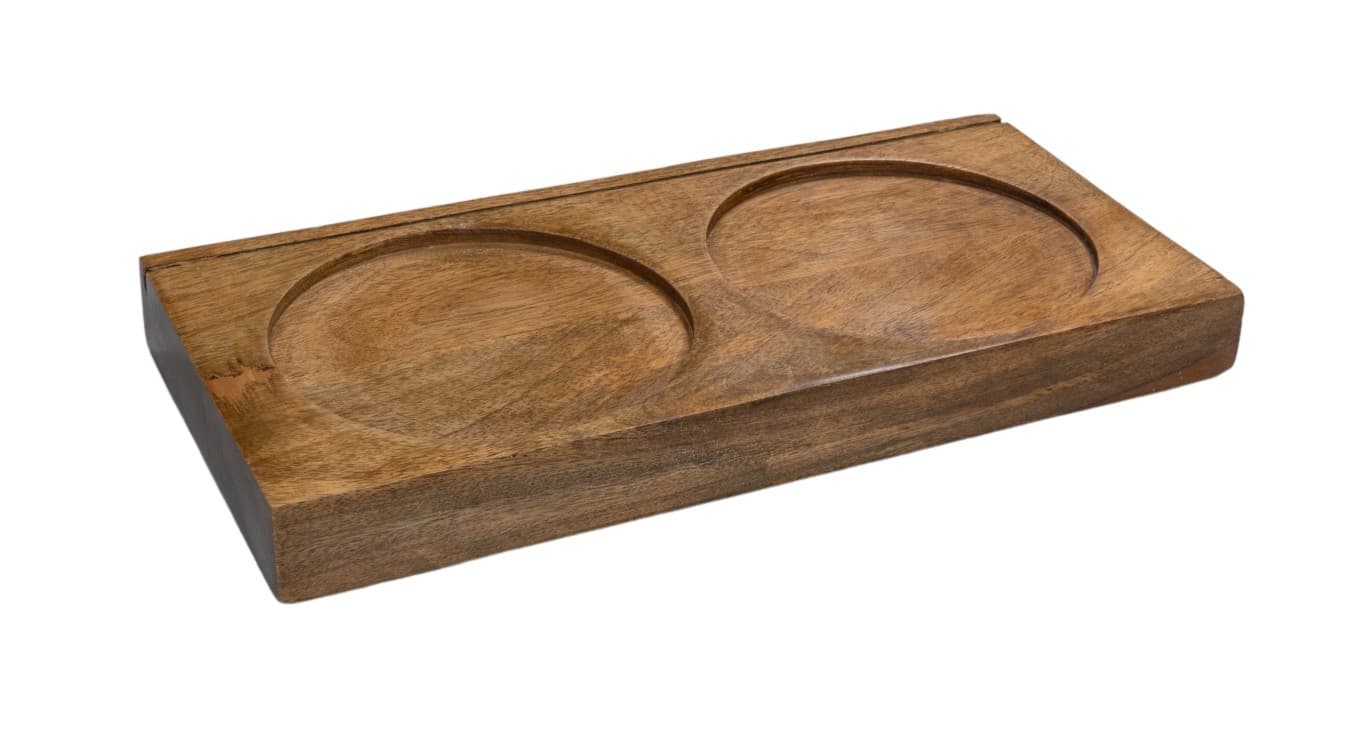 Büfé bemutató 2 db mangófa tálaló üvegtégely, 35,5 x 17 x 3,5 cm